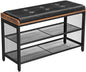 Shoe Bench with Mesh Shelf and Faux Leather Vintage Brown Black 80 x 30 x 48 cm Furniture > Living Room