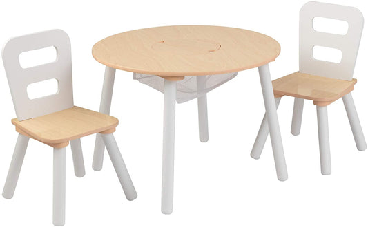 Round Table and 2 Chair Set for children (White Natural) - Baby & Kids > Kid’s Furniture