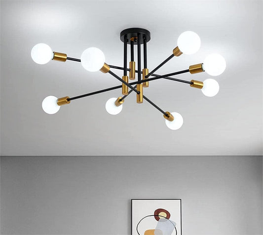 Modern Black Gold Ceiling Light 8 Lights - Home & Garden > Lighting > Ceiling Lights