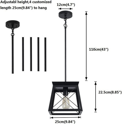 Farmhouse Pendant Light Rustic Lantern Chandelier Black - Home & Garden > Lighting > Lighting Accessories