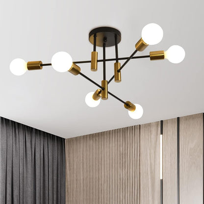 Mid Century Chandelier Modern 6-Light Black & Gold - Home & Garden > Lighting > Night Lights & Ambient Lighting