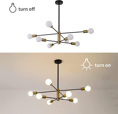 Sputnik Chandelier Modern Industrial 8-Light Black & Gold - Home & Garden > Lighting > Night Lights & Ambient Lighting