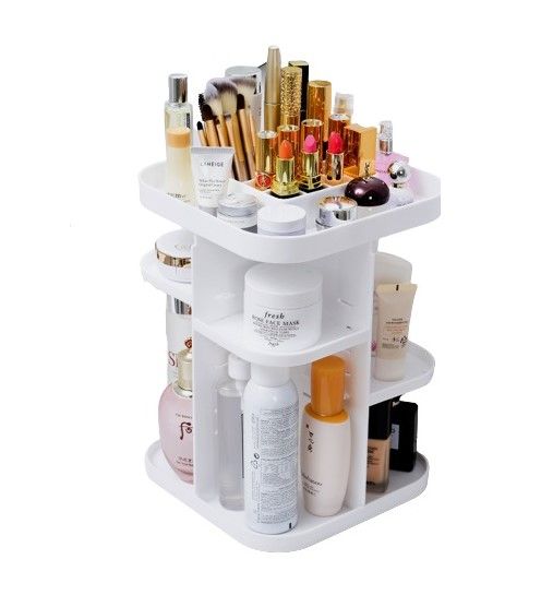 360 Rotating Large Capacity Makeup Organizer for Bedroom and Bathroom (White) - Home & Garden > Bathroom Accessories