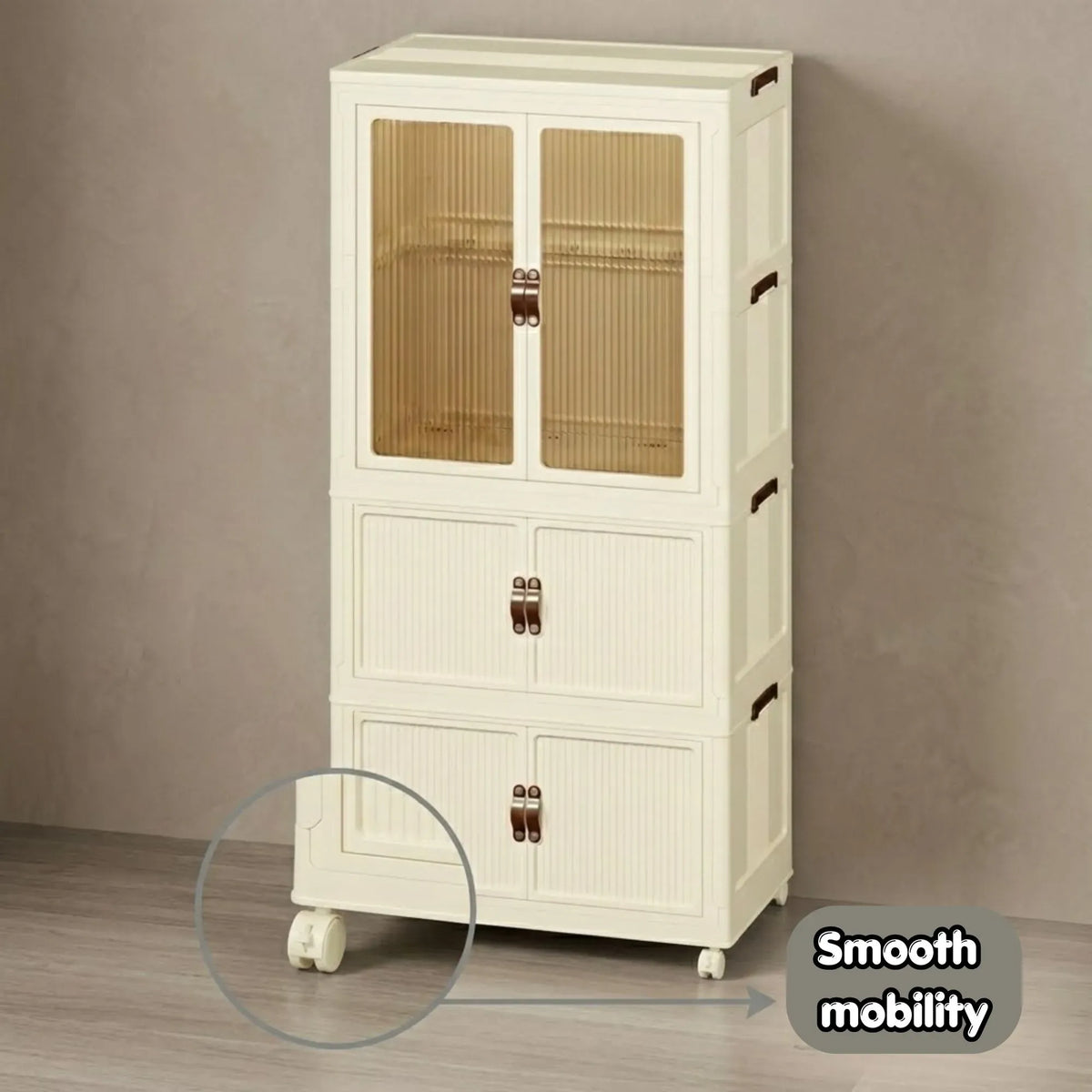 CARLA HOME 3 - Tier Foldable Wardrobe Cabinet - White - Plastic - Clothe Storage