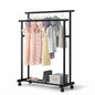 CARLA HOME Double Rod Clothes Rack with Wheels, Metal, Portable Wardrobe Rack