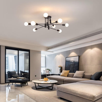 Modern Semi Flush Chandelier 8 Light Black - Home & Garden > Lighting > Night Lights & Ambient Lighting