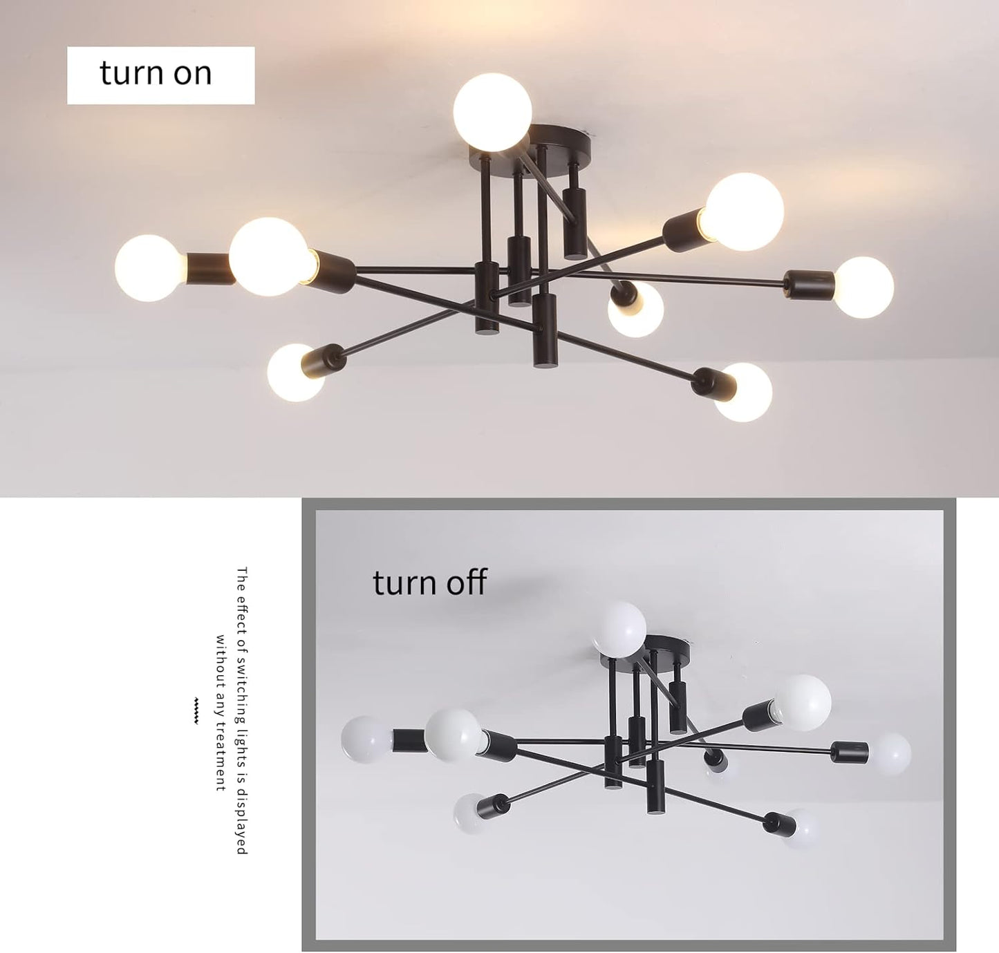 Modern Semi Flush Chandelier 8 Light Black - Home & Garden > Lighting > Night Lights & Ambient Lighting