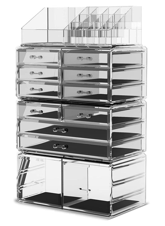 Makeup Cosmetic Organizer Storage with 12 Drawers Display Boxes (Clear) - Health & Beauty > Cosmetic Storage