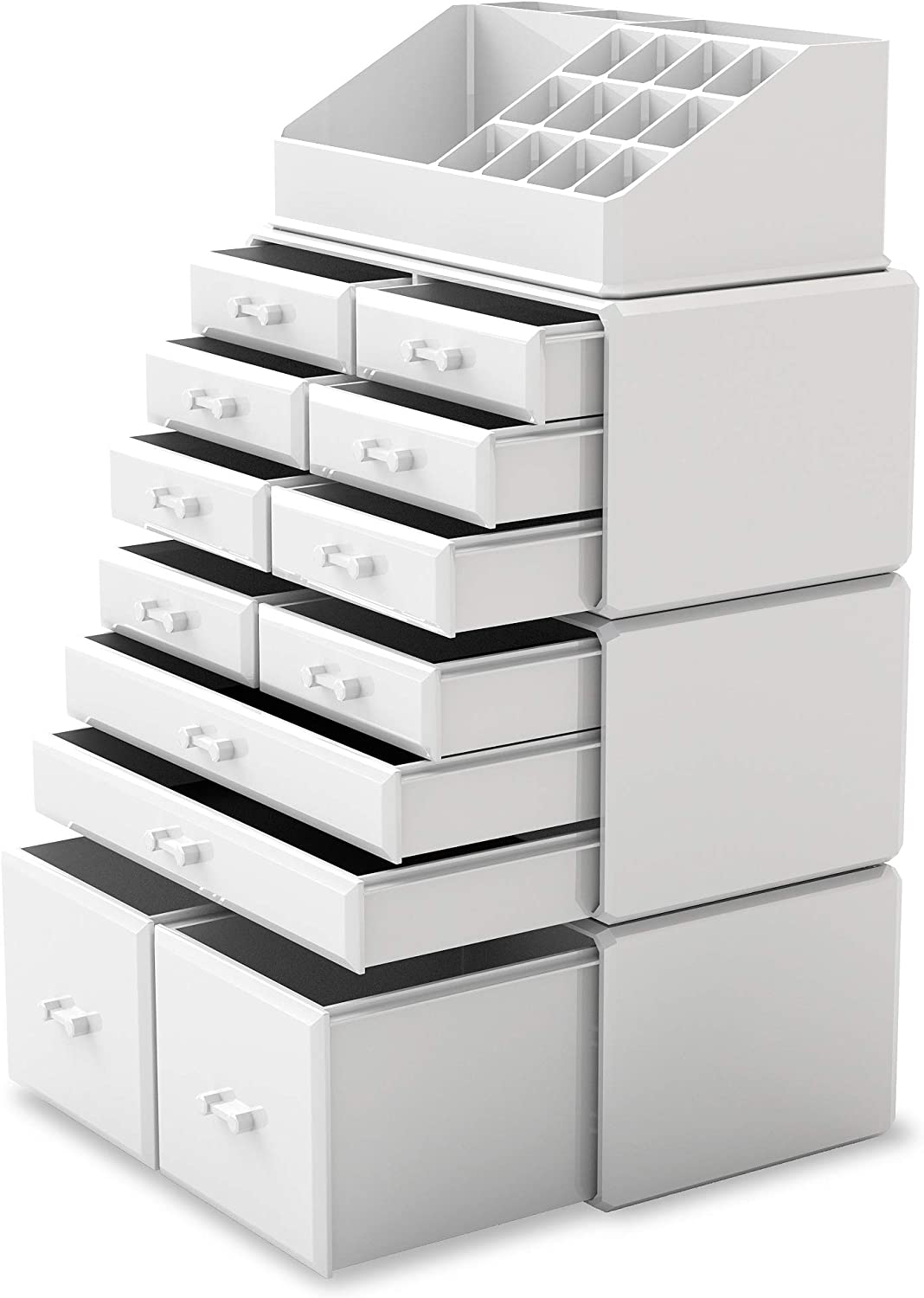 Makeup Cosmetic Organizer Storage with 12 Drawers Display Boxes (White) - Health & Beauty > Cosmetic Storage
