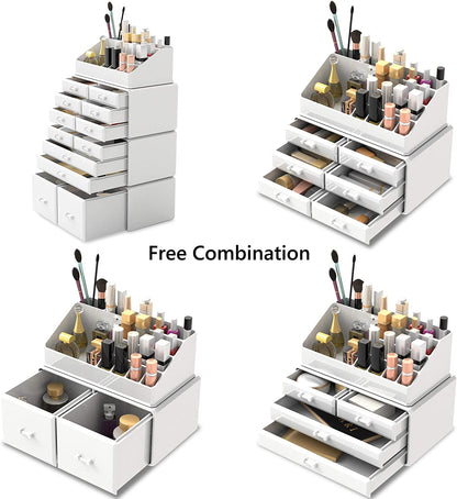 Makeup Cosmetic Organizer Storage with 12 Drawers Display Boxes (White) - Health & Beauty > Cosmetic Storage