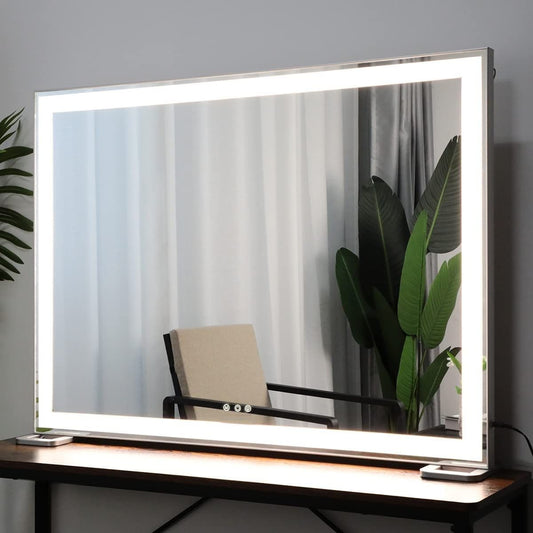 Large Hollywood Makeup Mirror 3 Modes Lighted and Smart Touch Control (92 x 68 cm) - Health & Beauty > Makeup Mirrors