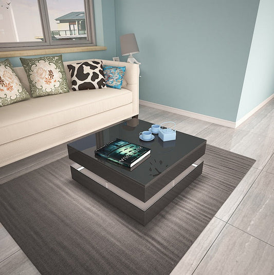 Modern Large High Gloss Coffee Table With LED Lights Black - Furniture > Living Room > Coffee Tables