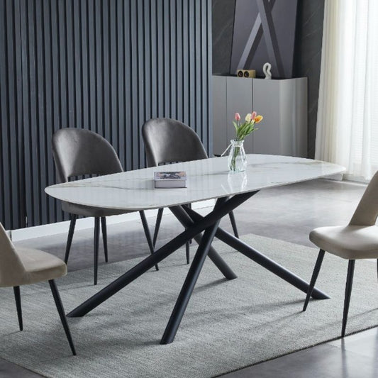 Dining Table Marble Stone Top Rounded Rectangular - Furniture > Living Room > Coffee Tables