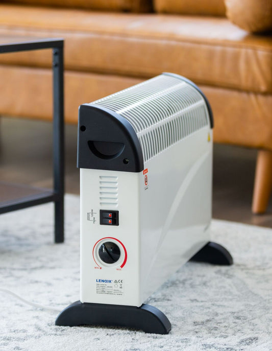 Portable Convector Heater 2000w 3 Heat Settings | White Black Lenox Electric Space