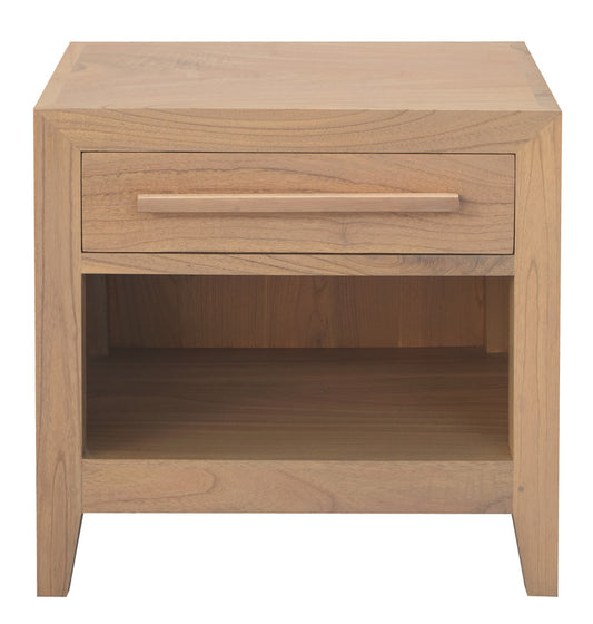 Dion 1-Drawer Solid Mindi Bedside Table (Natural) - Furniture > Bedroom > Bedside Tables