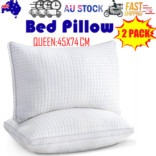 2xQueen Quality Pillows Cotton Hotel Adjustable Home Pillows Down Alternative Pillows - Home & Garden > Bedding >