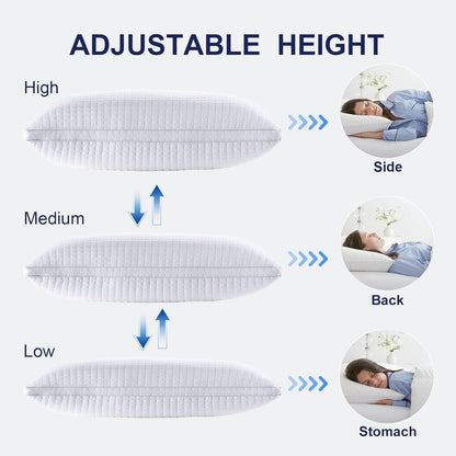 2xQueen Quality Pillows Cotton Hotel Adjustable Home Pillows Down Alternative Pillows - Home & Garden > Bedding >