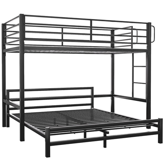 KINGSTON SLUMBER Single Loft Bed And Double Underbed Multifunctional Space Saving with Fixed Ladder Matte Dark Grey
