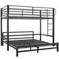 KINGSTON SLUMBER Single Loft Bed And Double Underbed Multifunctional Space Saving with Fixed Ladder Matte Dark Grey