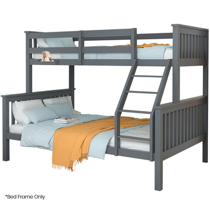 Kingston Slumber Bunk Bed Triple Wooden Single Over Double Beds for Kids Solid Pine Wood Convertible Design Grey