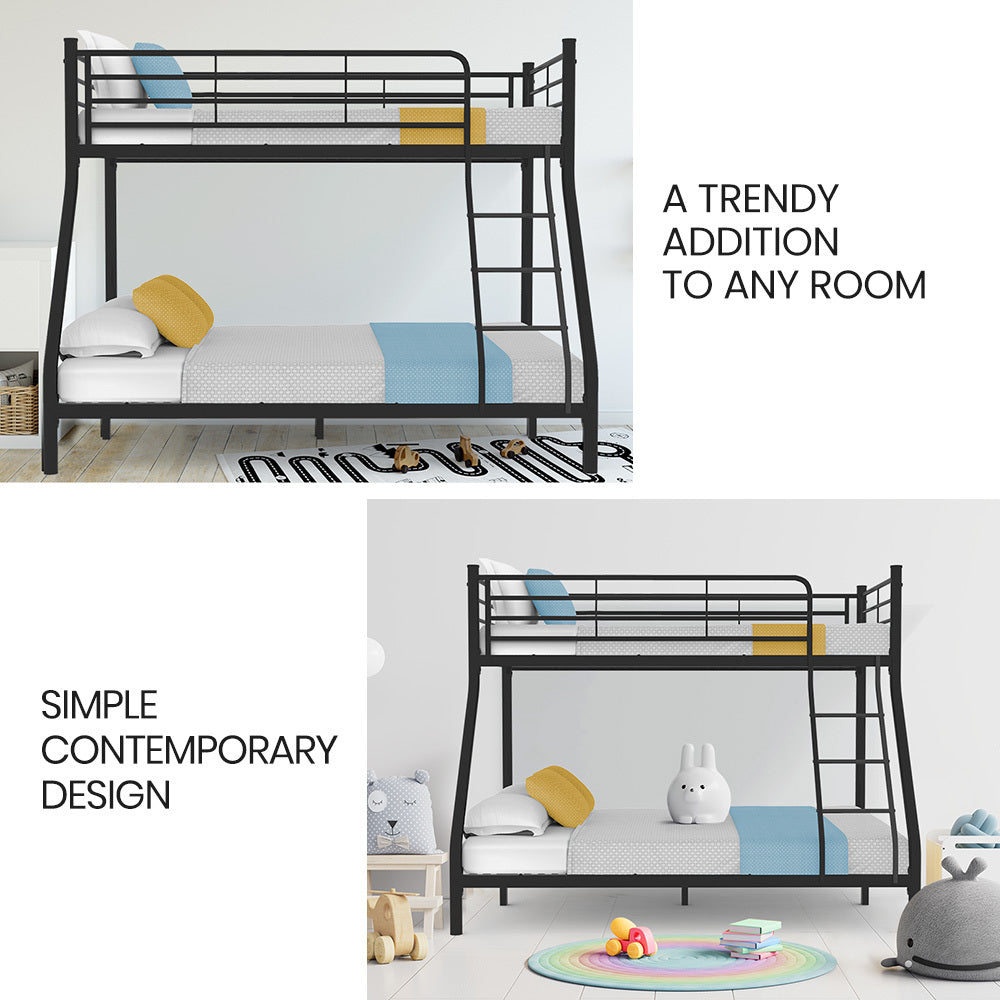 Kingston Slumber Metal Single over Double Bunk Bed Frame Dark Matte Grey Furniture > Bedroom > Beds & Bed Frames