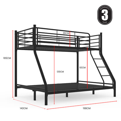 Kingston Slumber Metal Single over Double Bunk Bed Frame Dark Matte Grey Furniture > Bedroom > Beds & Bed Frames
