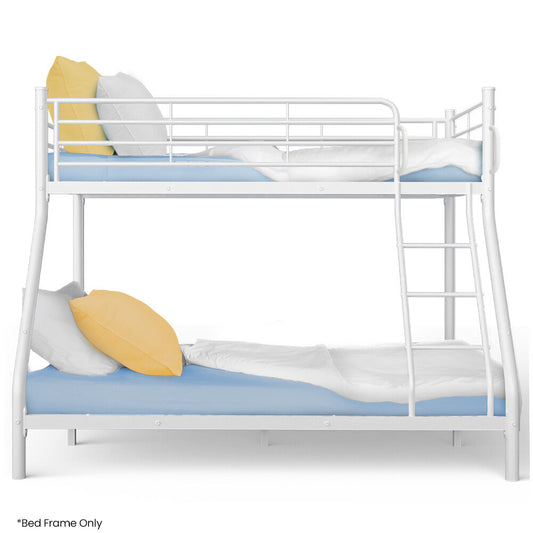 KINGSTON SLUMBER Single over Double Metal Bunk Bed Frame Matte White - Furniture > Bedroom > Beds & Bed Frames