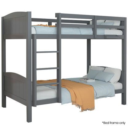 KINGSTON SLUMBER Single Bunk Bed Frame Solid Pine 2 in 1 Modular Design Convert to 2 Single Beds Grey Furniture >