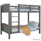 KINGSTON SLUMBER Single Bunk Bed Frame Solid Pine 2 in 1 Modular Design Convert to 2 Single Beds Grey Furniture >