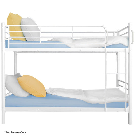 KINGSTON SLUMBER 2in1 Single Metal Bunk Bed Frame with Modular Design Matte White - Furniture > Bedroom > Beds & Bed