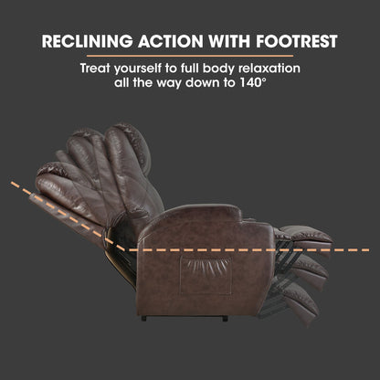 FORTIA Electric Massage Lift Recliner Chair Faux Leather 8 Point Massage Heating Dark Crimson Furniture > Bar Stools &