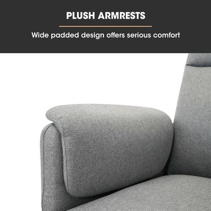 FORTIA Electric Armchair Recliner Single Fabric Chair Grey - Furniture > Bar Stools & Chairs > Arm Chairs & Recliners