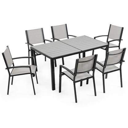 FORTIA 7pc Outdoor Dining Furniture Set Table and Chairs Setting for Outside - Furniture > Outdoor > Outdoor Dining Sets