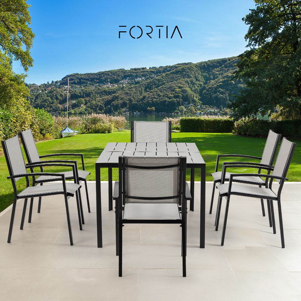 FORTIA 7pc Outdoor Dining Furniture Set Table and Chairs Setting for Outside - Furniture > Outdoor > Outdoor Dining Sets