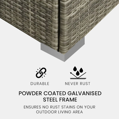 LONDON RATTAN 3 Seater Modular Outdoor Lounge Setting incl. Ottoman Grey - Furniture > Outdoor > Outdoor Sofas & Lounge