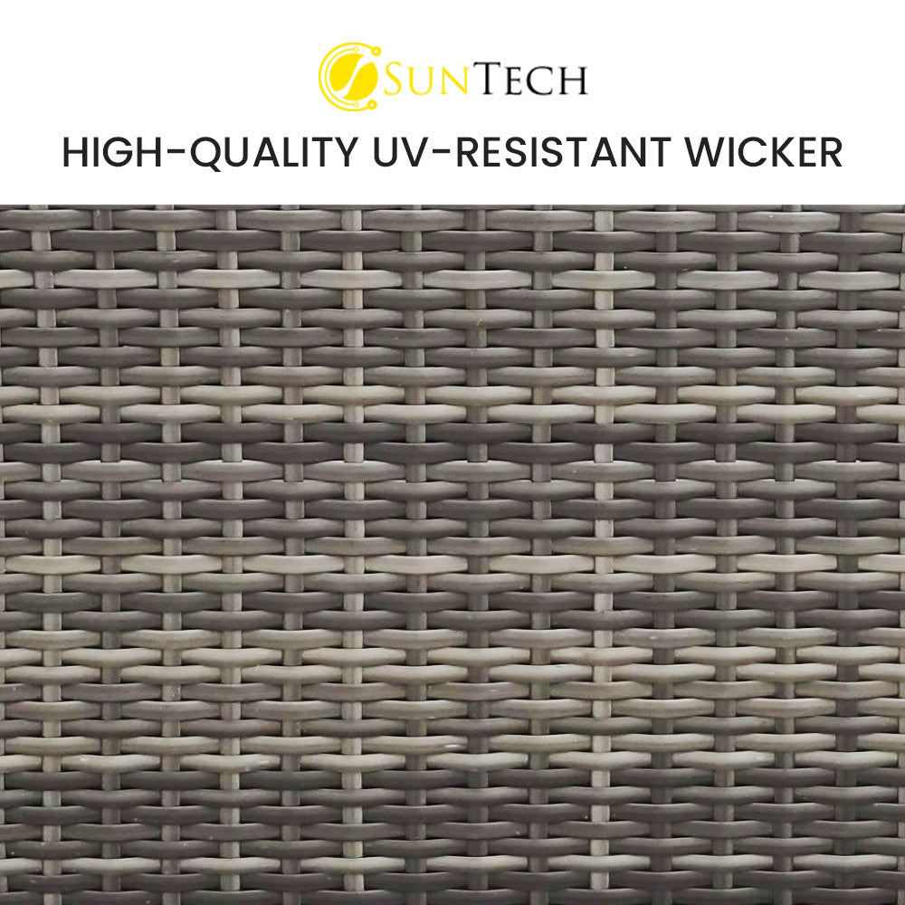 LONDON RATTAN 3 Seater Modular Outdoor Lounge Setting incl. Ottoman Grey - Furniture > Outdoor > Outdoor Sofas & Lounge