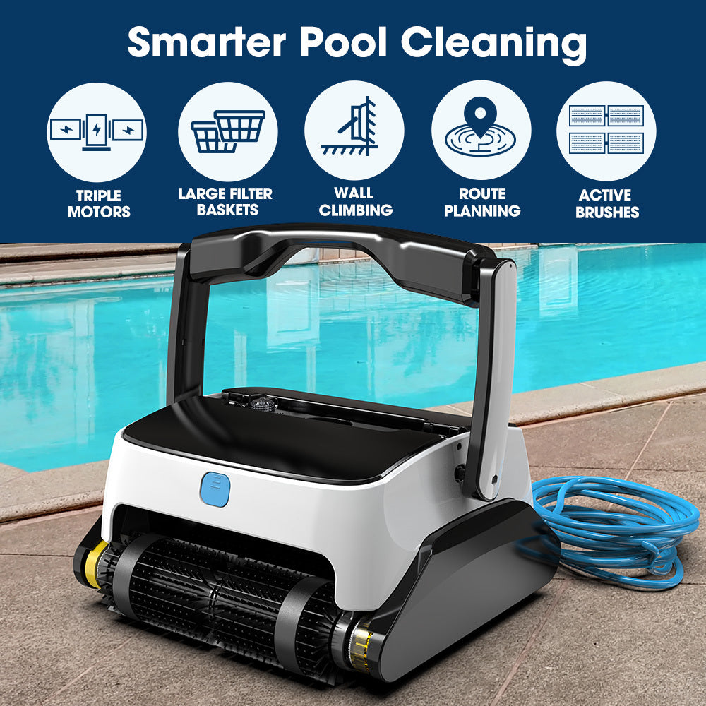 WYBOT Grampus 800 Robotic Pool Cleaner Automatic Vacuum with Quick Clean Wall Climbing Capability Powerful Triple