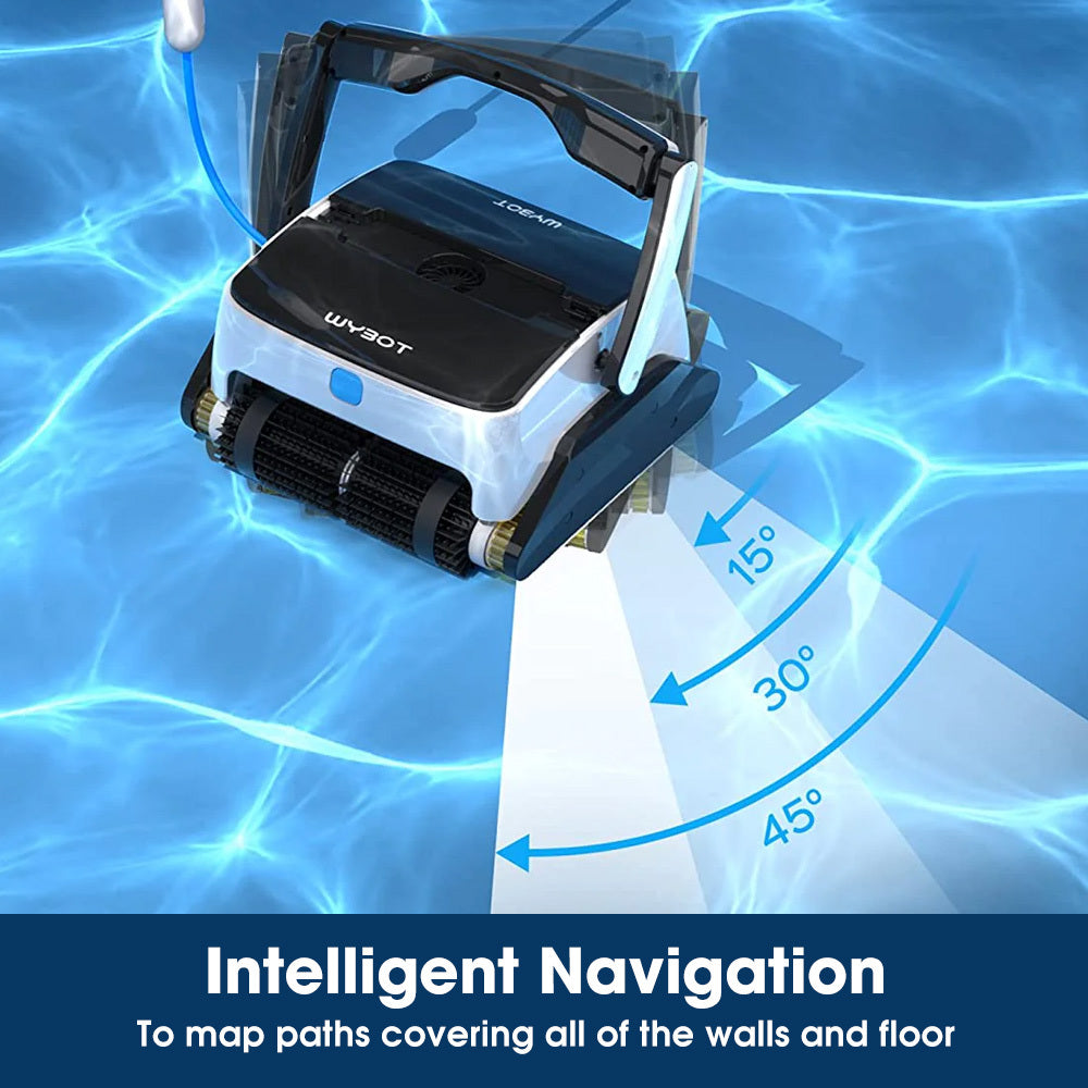 WYBOT Grampus 800 Robotic Pool Cleaner Automatic Vacuum with Quick Clean Wall Climbing Capability Powerful Triple