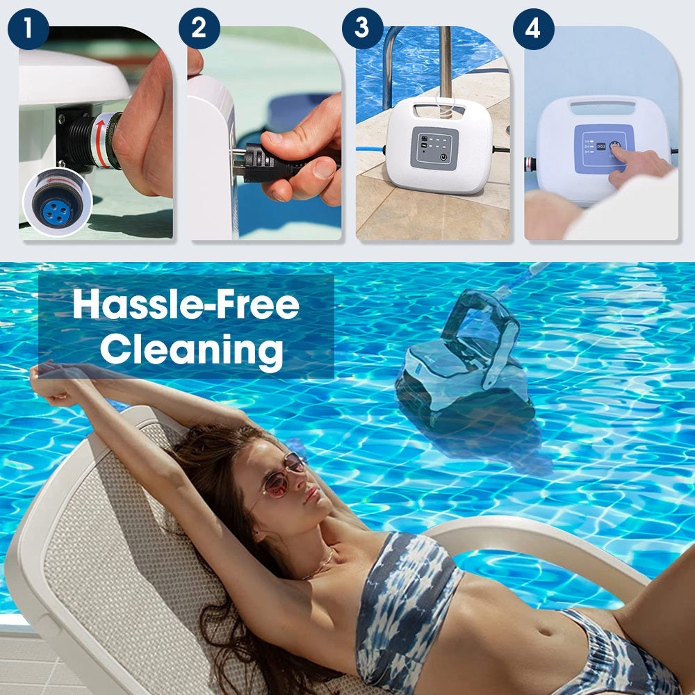 WYBOT Grampus 800 Robotic Pool Cleaner Automatic Vacuum with Quick Clean Wall Climbing Capability Powerful Triple