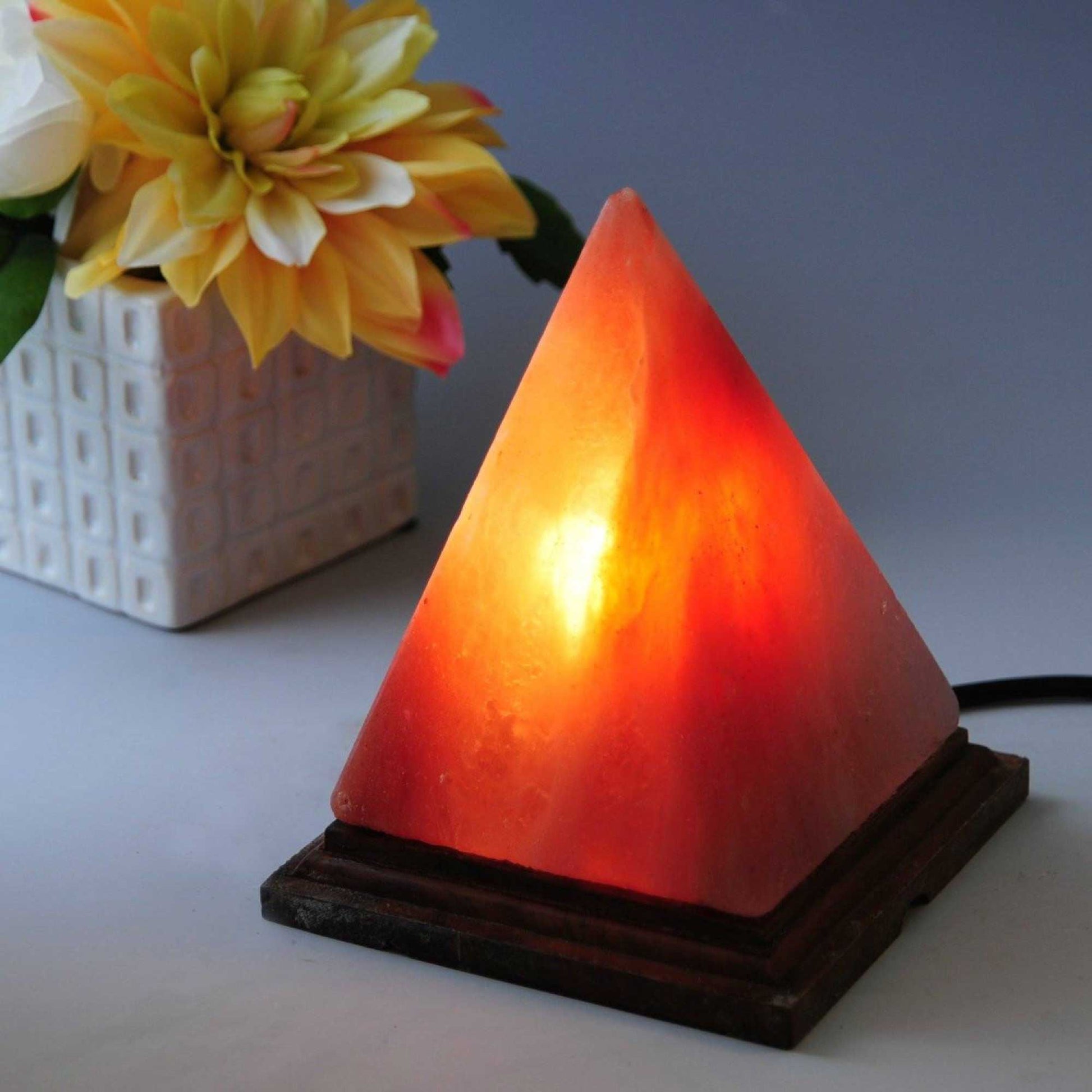 12V 12W Pyramid Himalayan Pink Salt Lamp Carved Rock Crystal Light Bulb On/Off - Home & Garden > Lighting > Table Lamps