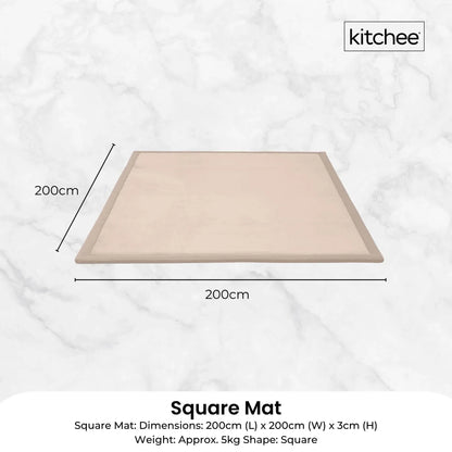 Kitchee Foam Floor Mat 200x200cm - Padded Thick Deep Soft Tatami Style Rug Cream