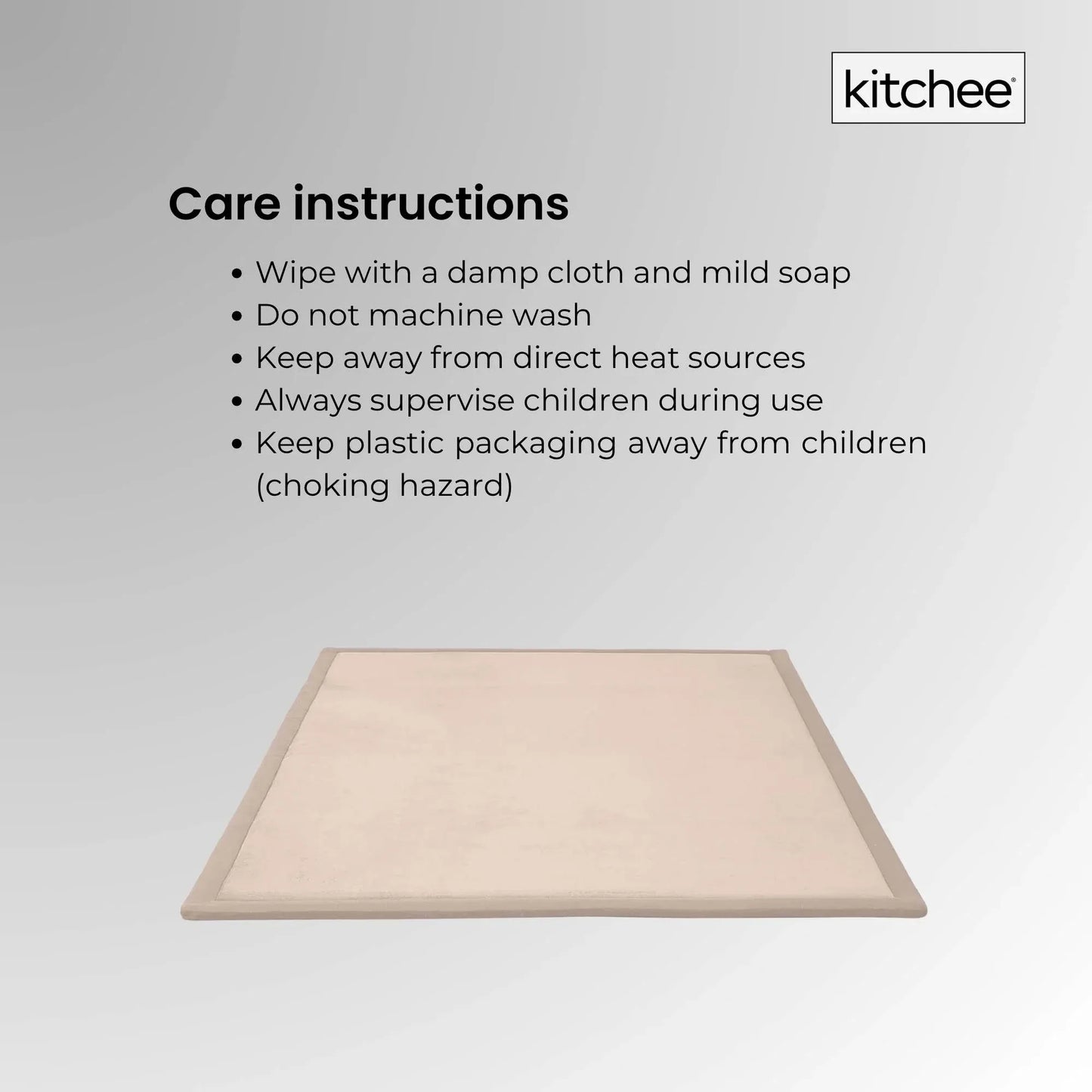 Kitchee Foam Floor Mat 200x200cm - Padded Thick Deep Soft Tatami Style Rug Cream