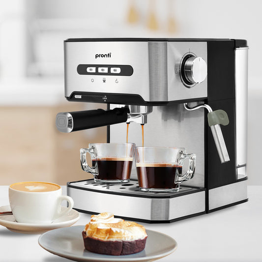 Pronti 1.6L Automatic Coffee Espresso Machine with Steam Frother - Appliances > Kitchen Appliances