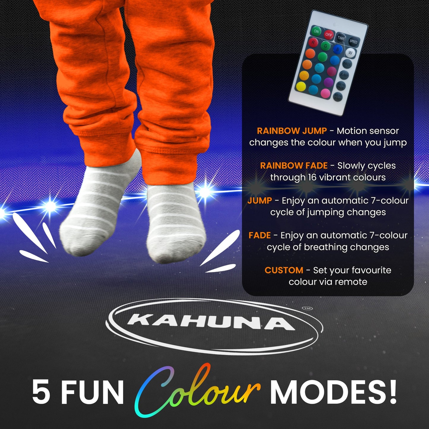 Kahuna LED Kit Suits 10ft Trampolines Multi-Colour Smart Motion Sensor Lighting with 16 colours