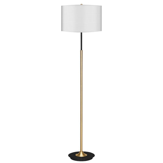 Sarantino Metal Floor Lamp Brushed Brass Finish with White Shade - Home & Garden > Lighting > Night Lights & Ambient