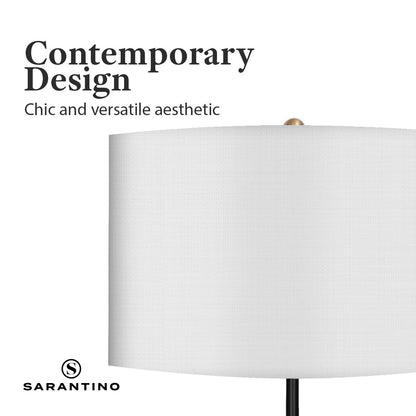 Sarantino Metal Floor Lamp Brushed Brass Finish with White Shade - Home & Garden > Lighting > Night Lights & Ambient