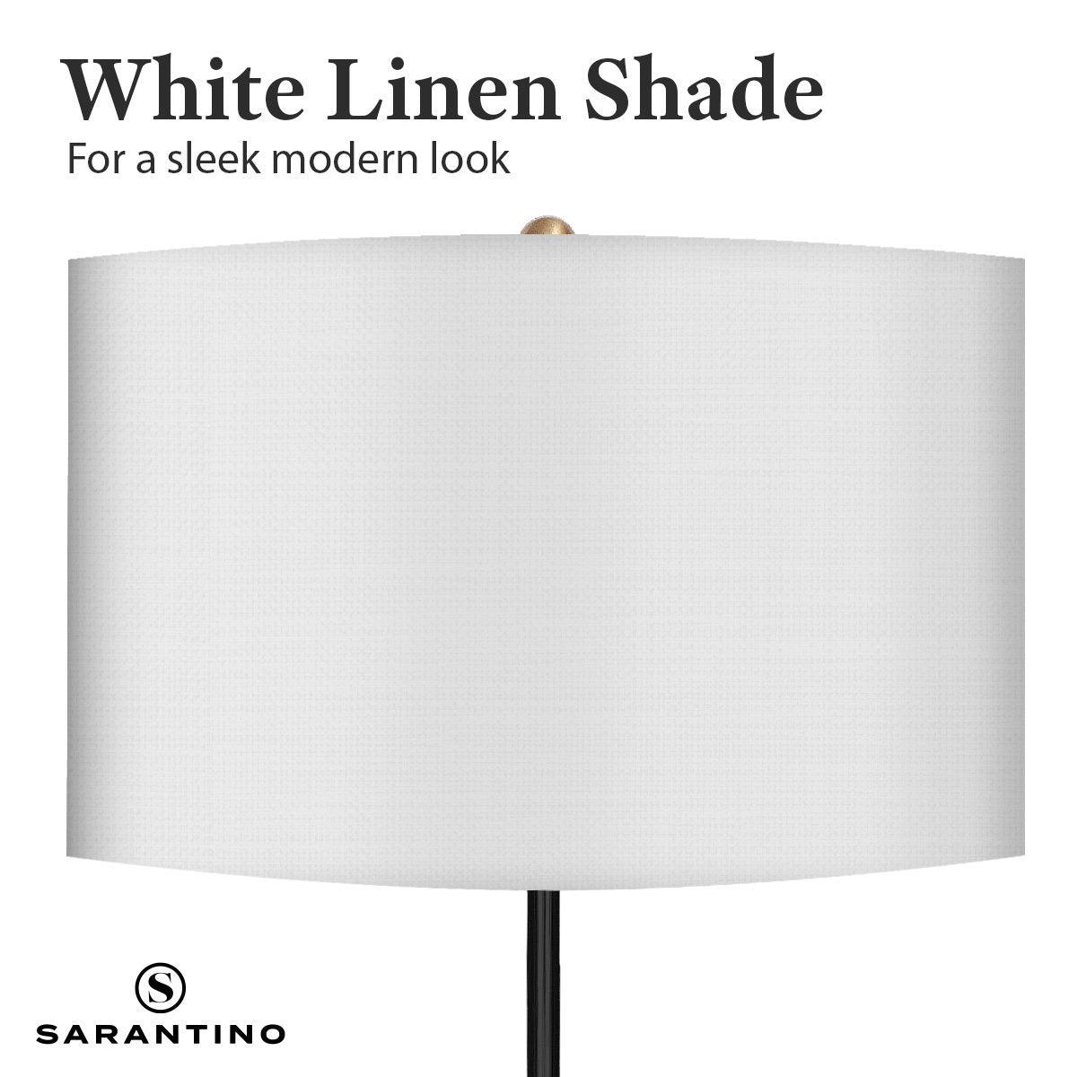 Sarantino Metal Floor Lamp Brushed Brass Finish with White Shade - Home & Garden > Lighting > Night Lights & Ambient