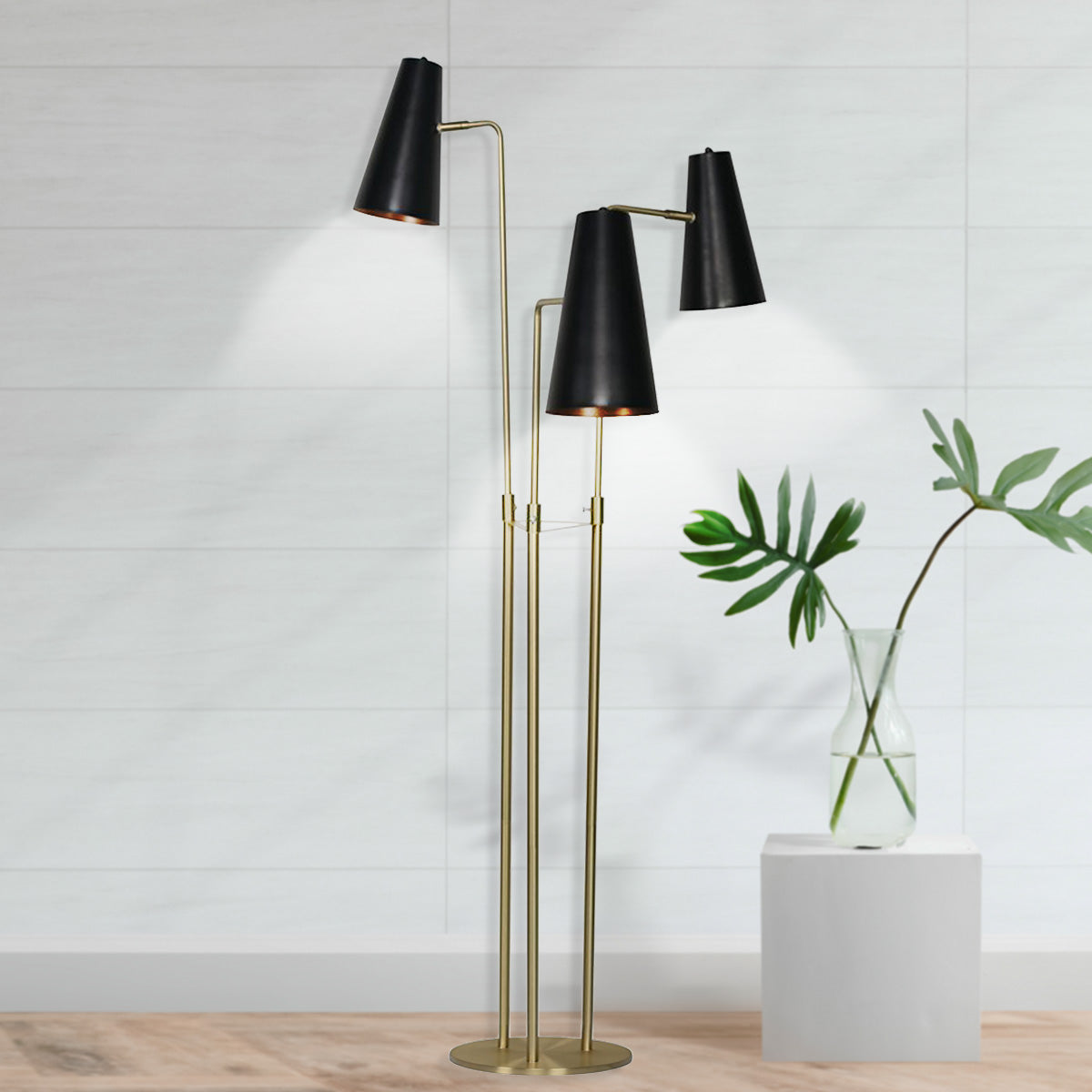 Sarantino Three Metal Shade Floor Lamp Home & Garden > Lighting > Table Lamps