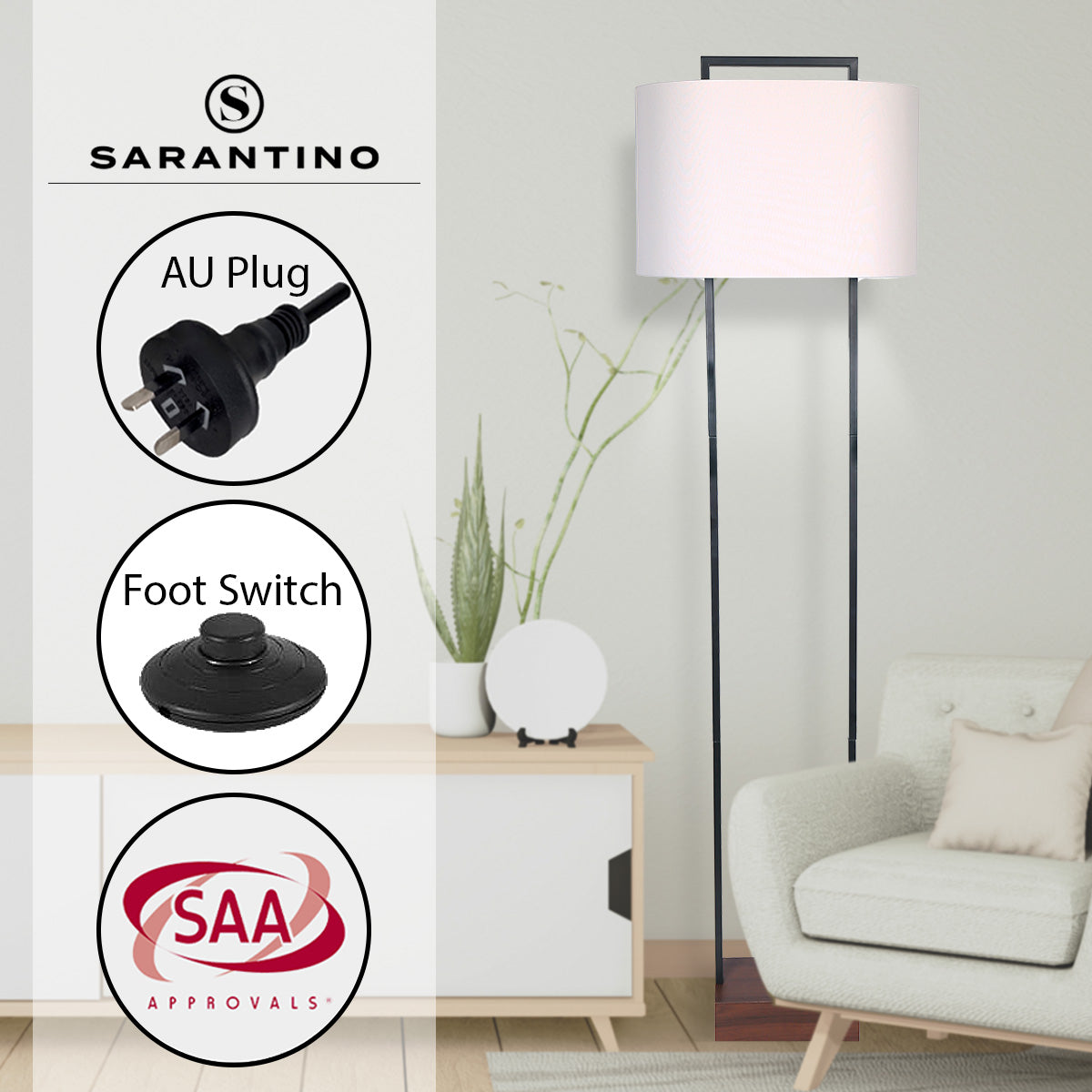 Sarantino Wood Floor Lamp in Cherry Finish Home & Garden > Lighting > Table Lamps