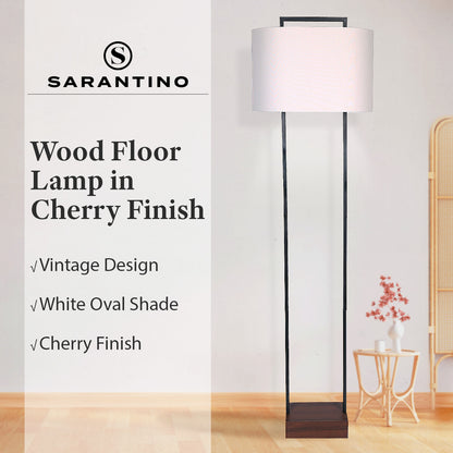 Sarantino Wood Floor Lamp in Cherry Finish Home & Garden > Lighting > Table Lamps
